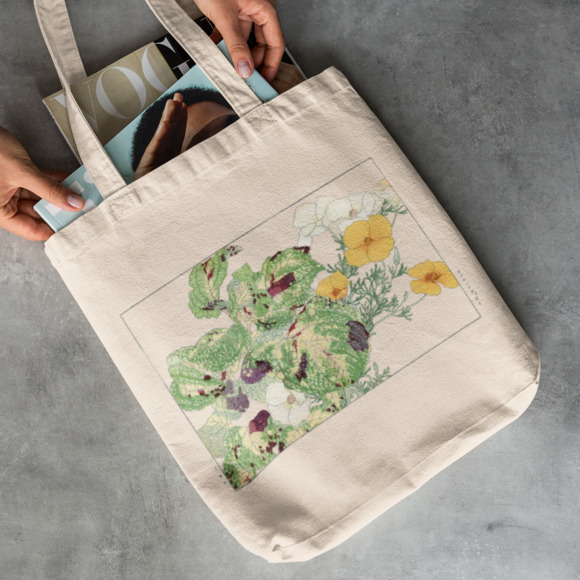 Japanese Coleus & Poppy Flower Tote Bag - Picture 2 of 5